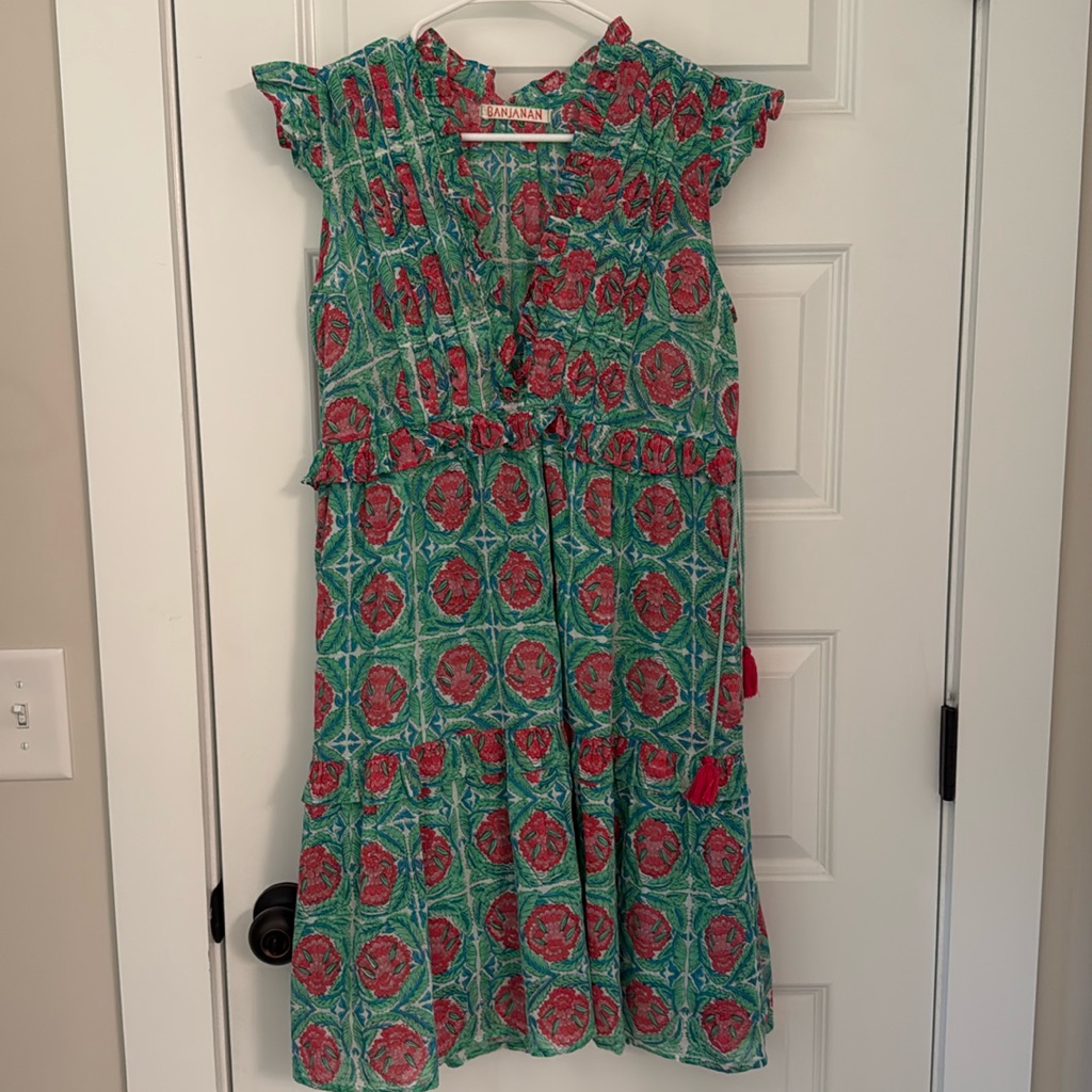 Banjanan Chandra Dress In Jade Botanical
